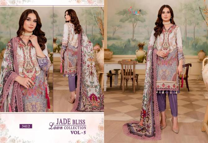 Jade Bliss Lawn Collection Vol 5 By Shree Printed Embroidery Cotton Pakistani Suits Wholesale Market In Surat
